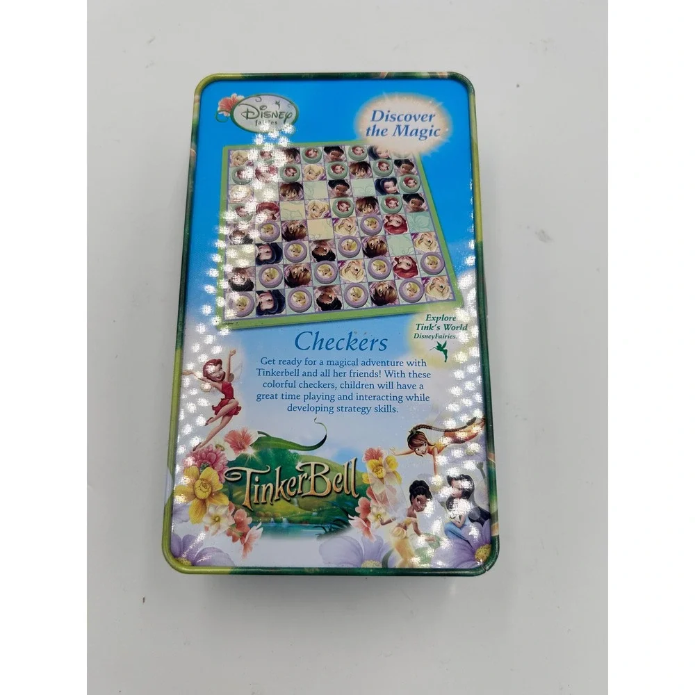 Disney Fairies Tinker Bell Checkers Game in Collector Tin Cardinal 17194